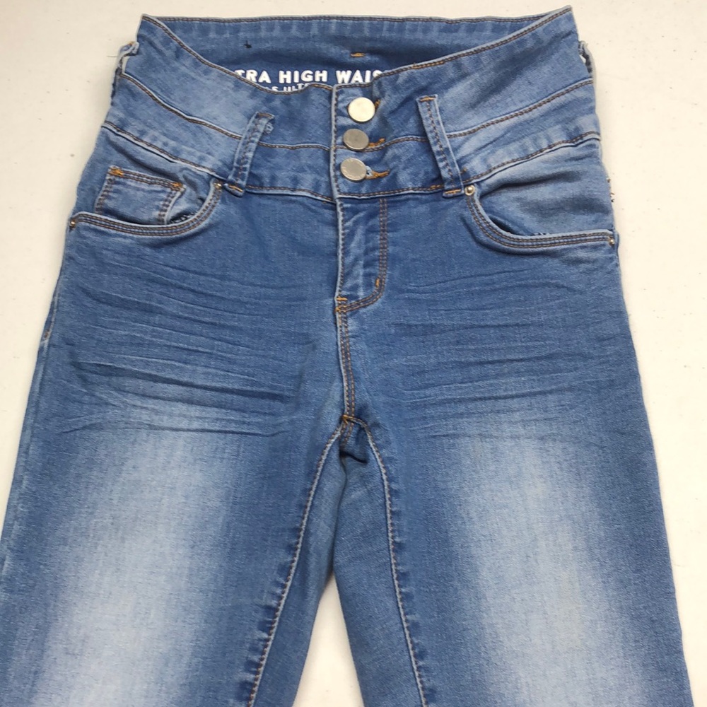 Blue High Rise Jeans with Gradient Wash